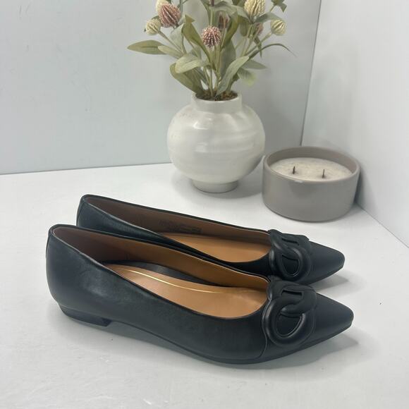 Vionic Arielle Flat Black Leather Pointed Toe Slip On Shoes Women's US 7 NWOB - Picture 1 of 9